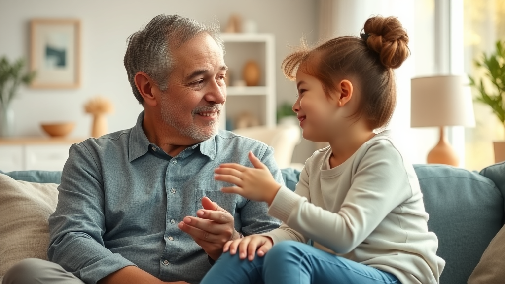 Family members experiencing disconnection, parent and teen sharing awkward silence at a kitchen table related to the parent-child relationship